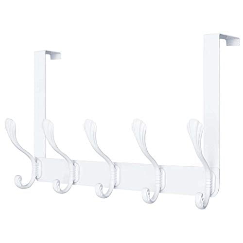 SZAT PRO Over The Door Hanger Hook Rack White for Clothes Hanging Stainless Steel Office Set of 2 